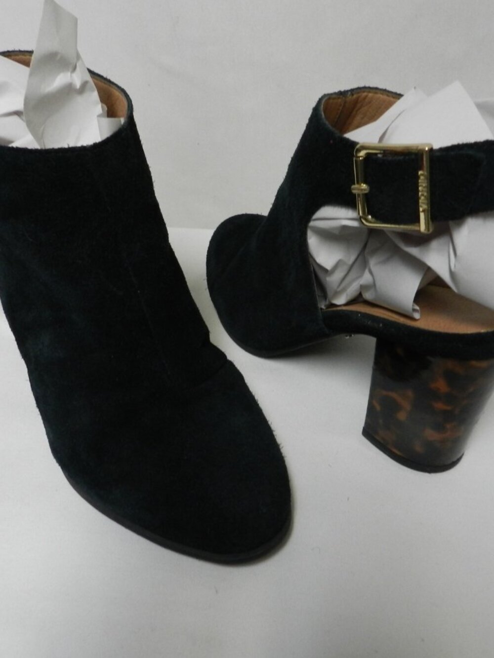 Vionic Lacey Black Suede Tortoise Heels Pumps Shoe Slingback Booties Size Sz 8